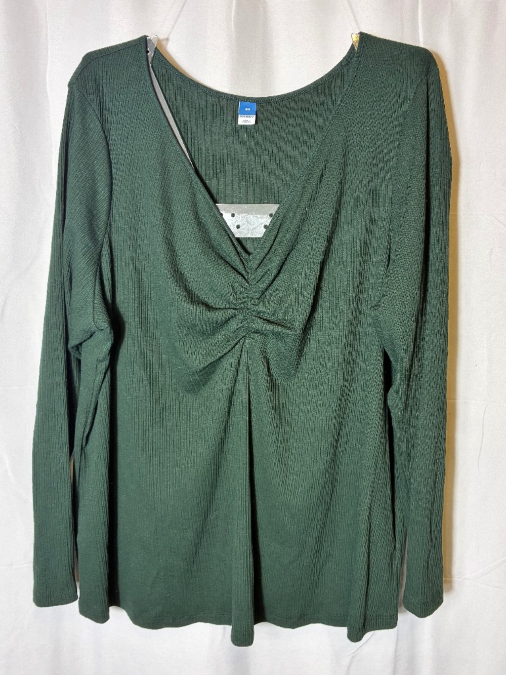 Old Navy Green Long-Sleeve Cinched-Front Rib-Knit T-Shirt